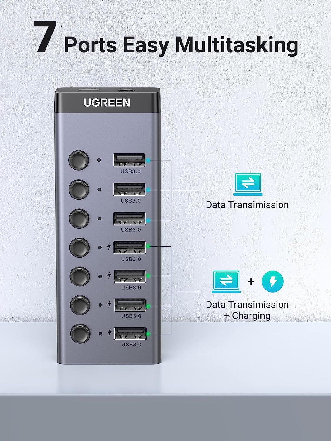 Hub USB 3.0 ra 4 cổng USB 3.0 hỗ trợ nguồn DC 5V/2A dài 0,5-1.5m UGREEN Hub USB 3.0 ra 4 cổng USB 3.0 hỗ trợ nguồn DC 5V/2A dài 0,5-1.5m UGREEN