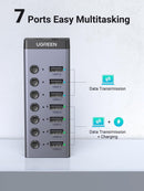 UGreen USB 3.0 7-Port Hub (Gray) (CM481/90305)