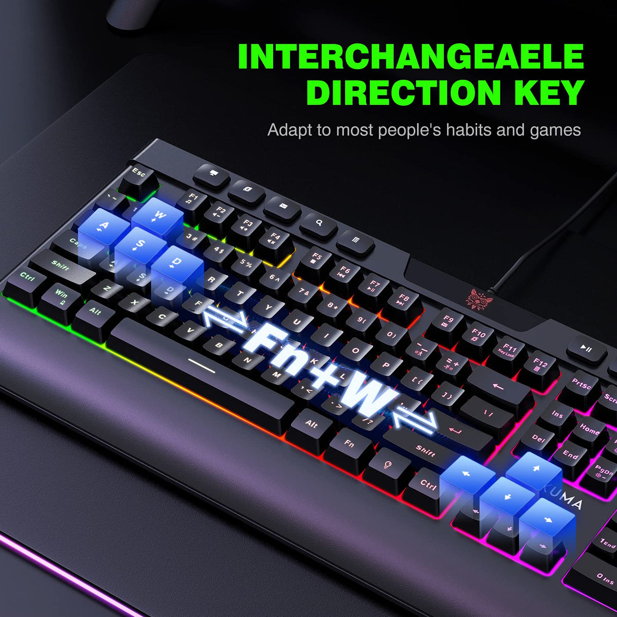 Onikuma G21 + CW902 RGB Wired Mechanical Keyboard Mouse Set 