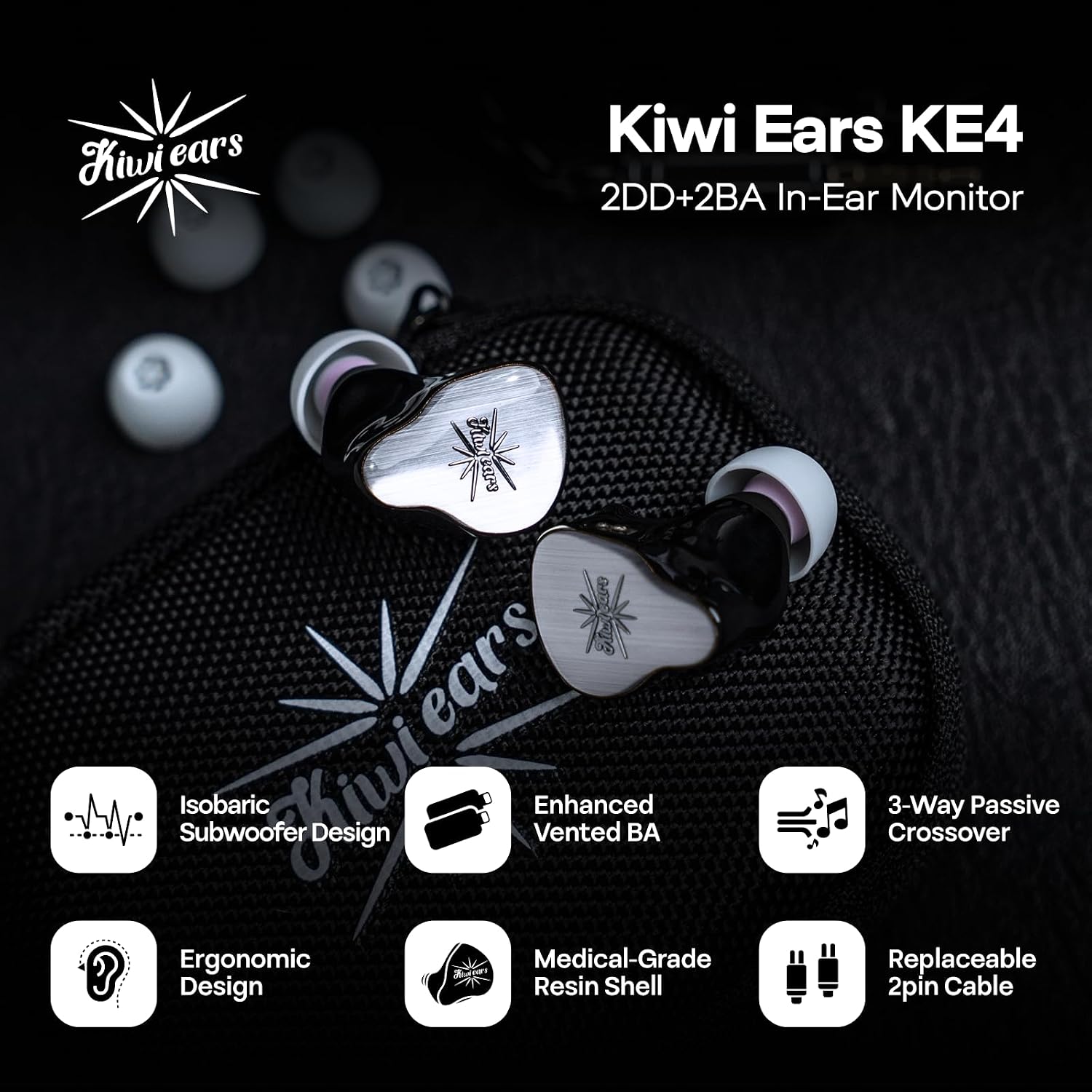 Kiwi Ears KE4 Sound Redefined 2DD + 2BA Hybrid In-ear Monitor