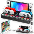 TV Dock Station for N-SWITCH / N-SWITCH OLED with Controller Charger & Game Slots (Black) (NG-SW804x)