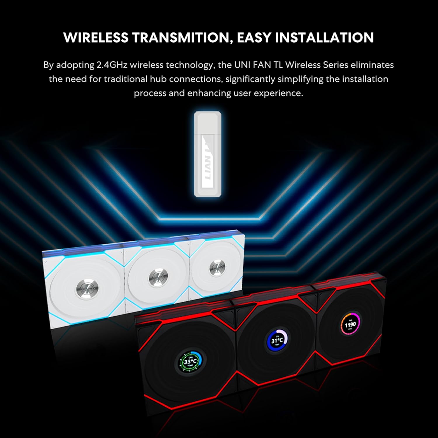 Lian Li Uni Fan TL Wireless LCD 120mm Revolutionary ARGB Triple Fan