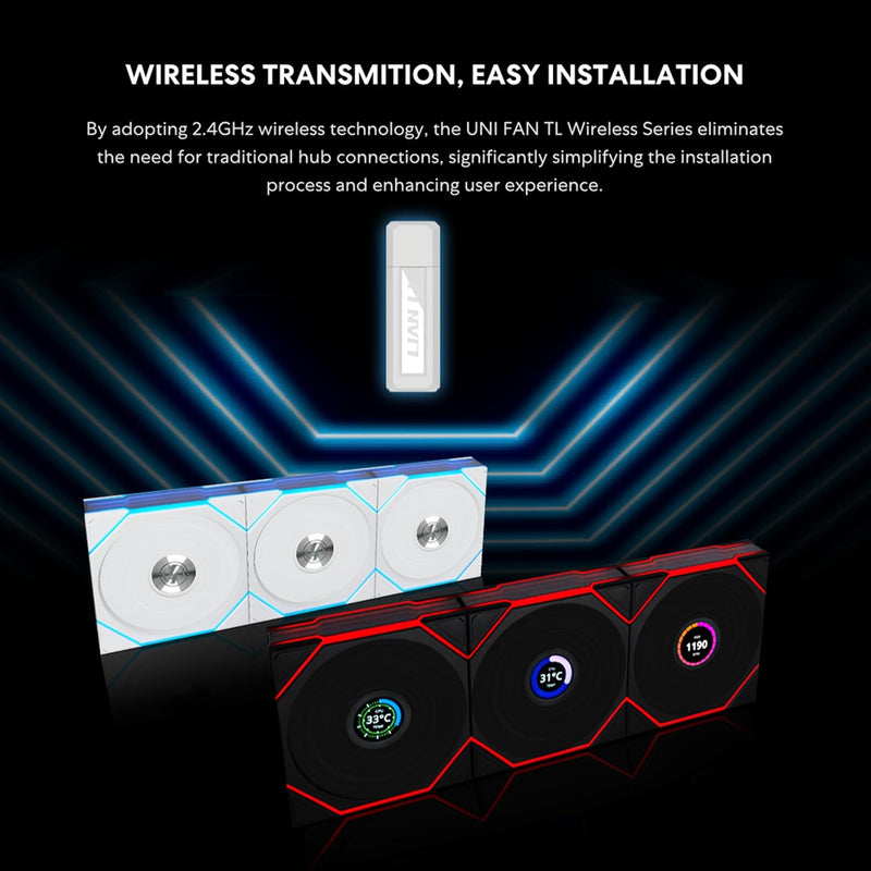 Lian Li Uni Fan TL Wireless LCD 120mm Revolutionary ARGB Triple Fan