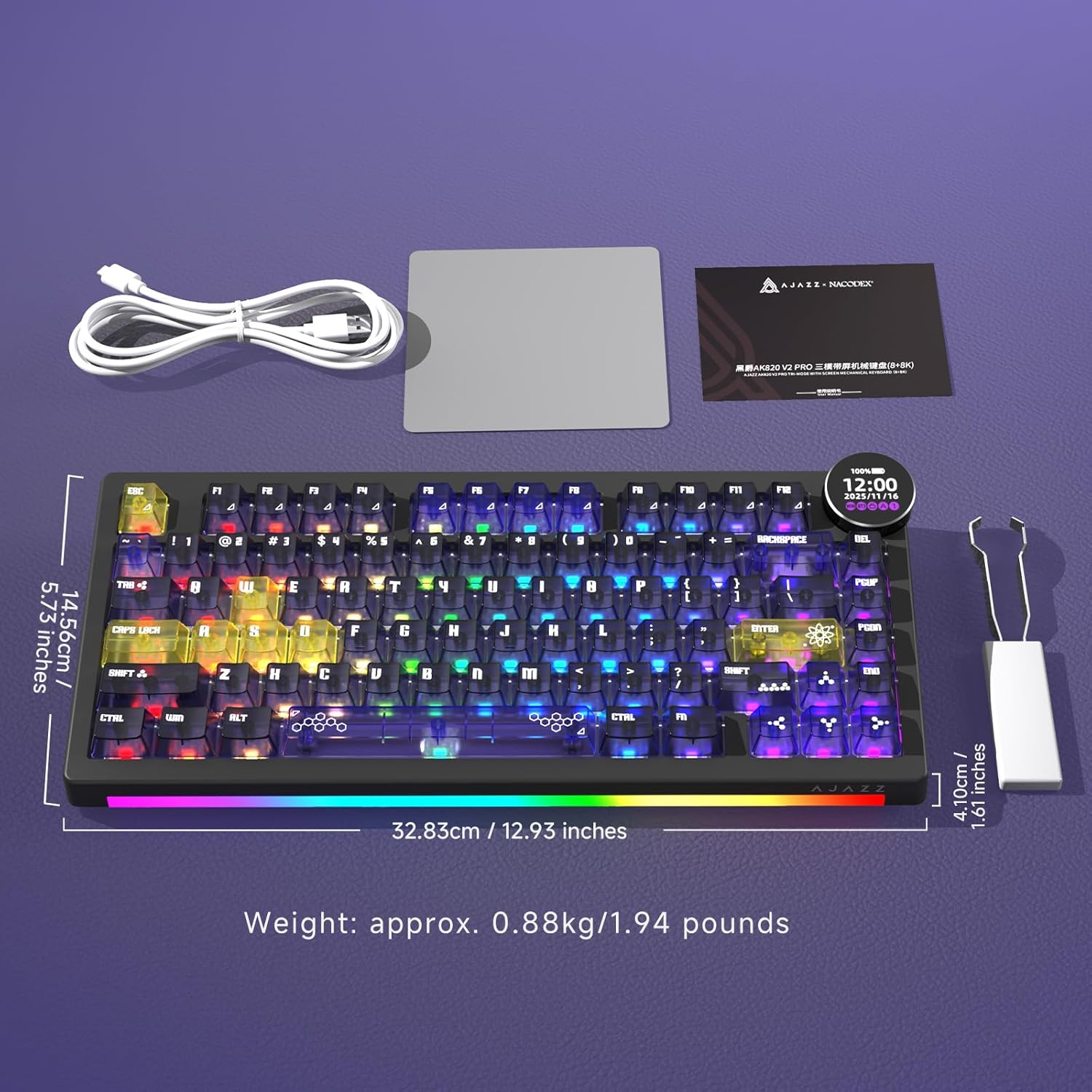Ajazz AK820 V2 Pro RGB Tri-Mode Mechanical Keyboard