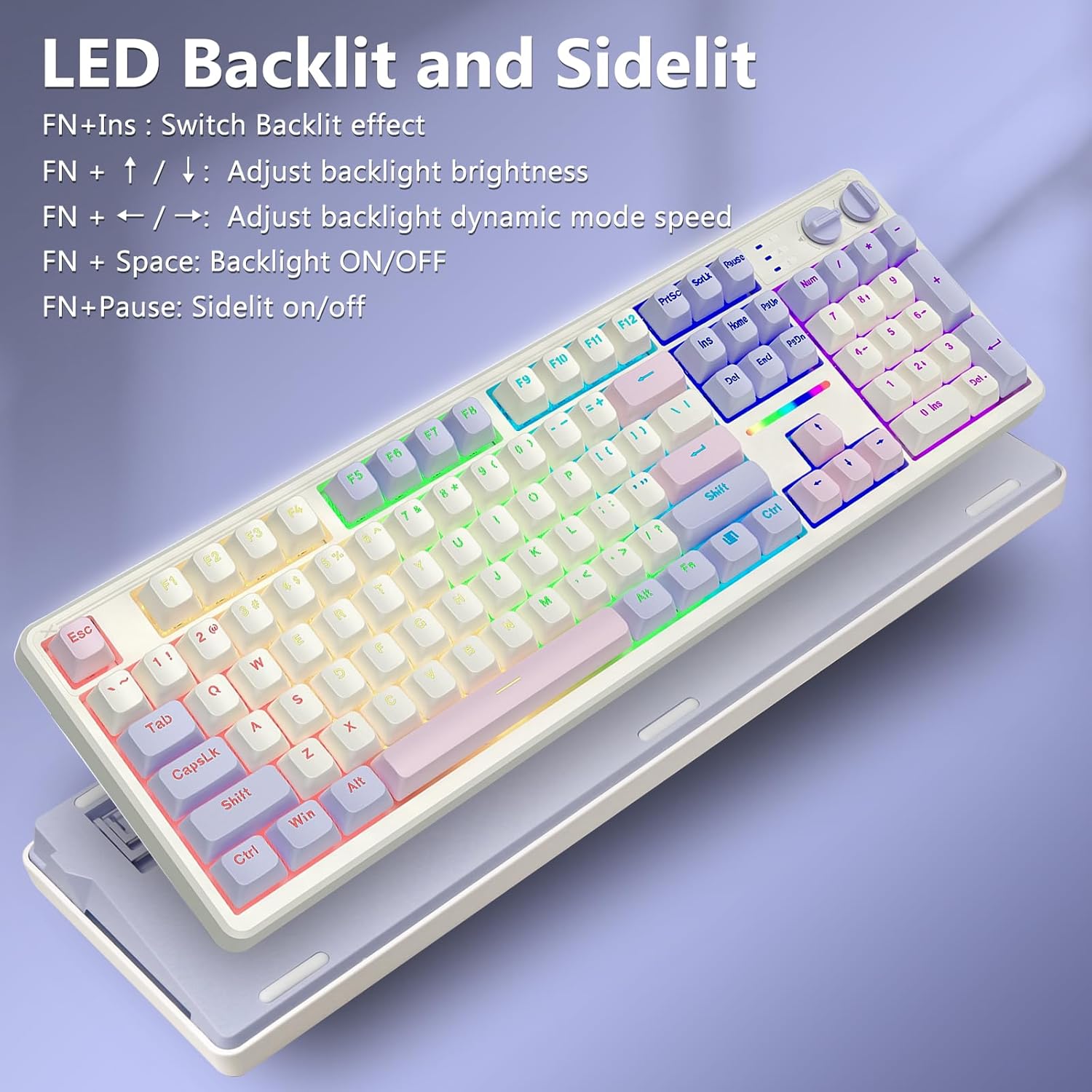 E-Yooso Z-104 RGB Wired Mechanical Keyboard White-Pink-Purple