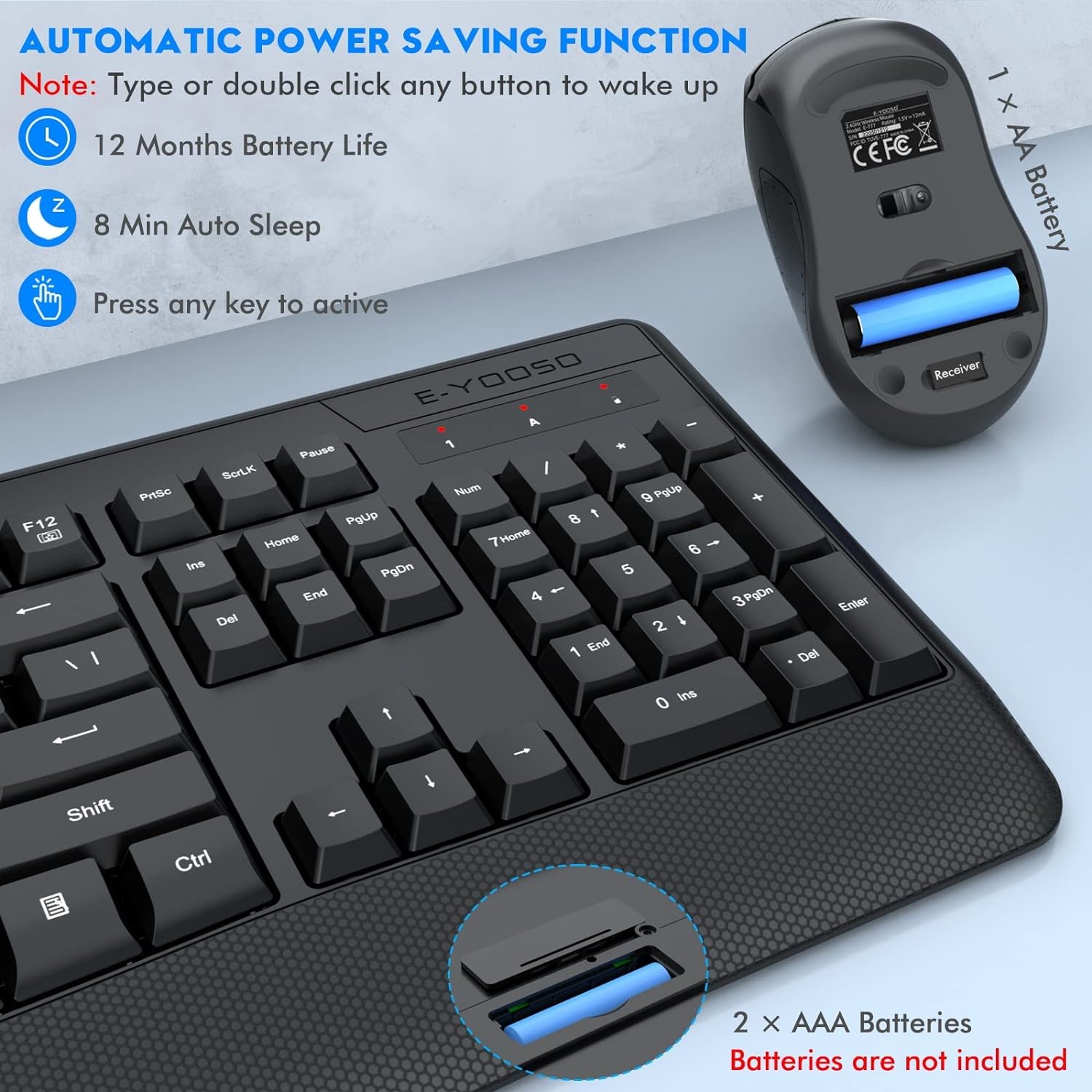 E-Yooso E-787 Wireless Keyboard & Mouse Combo (Black)