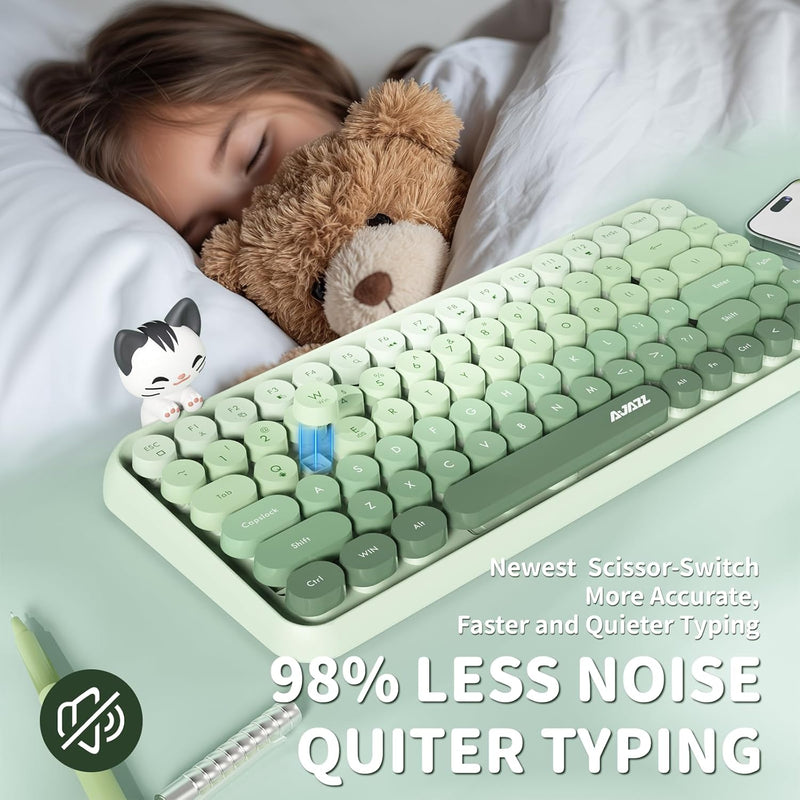Ajazz 308I 84-Keys Bluetooth Wireless Membrane Keyboard (Milk Green)