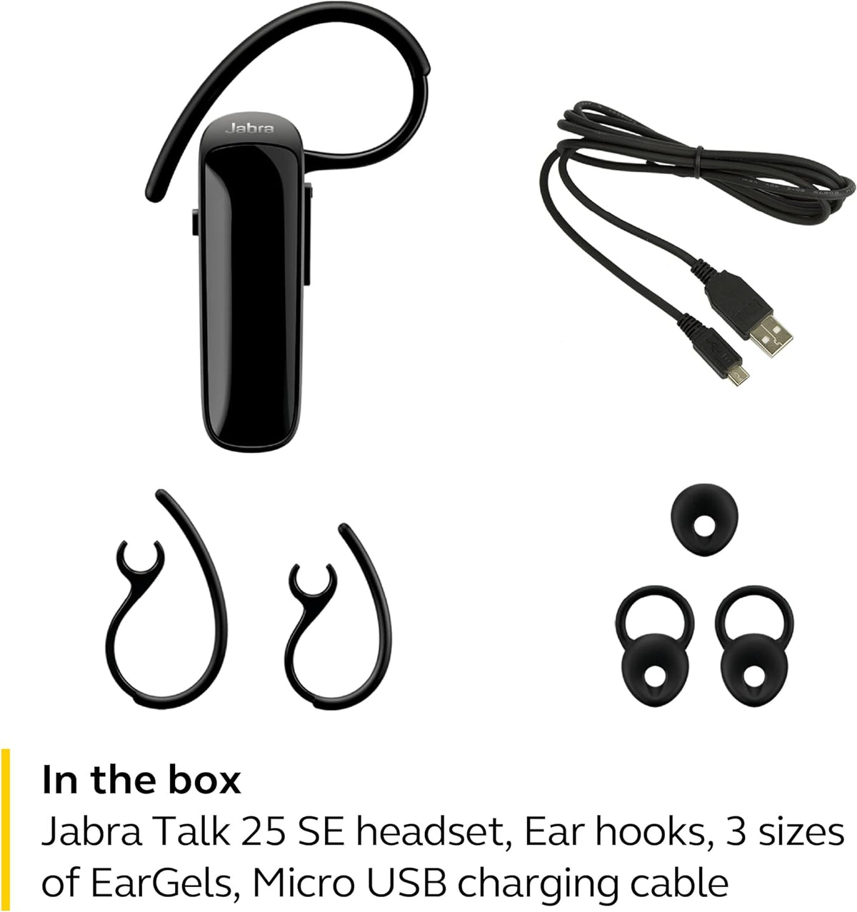 Jabra Talk 25 SE Mono Bluetooth Ear Hook Headset With Built-In Microphone (Black)