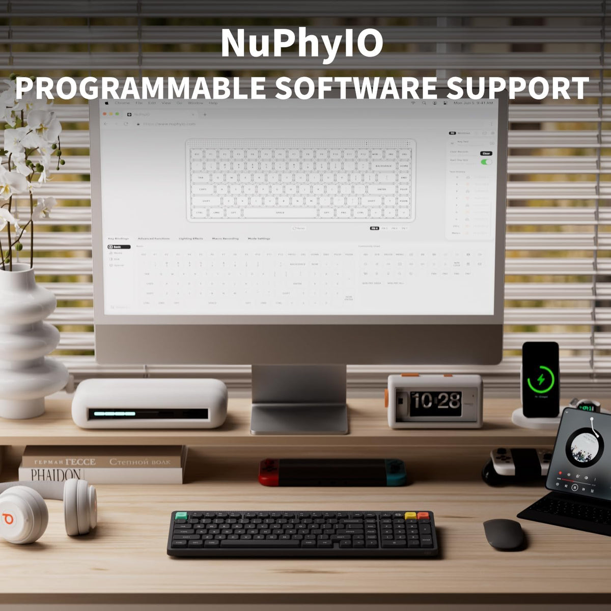 NuPhy Node100 Low-Profile Hot-Swappable Full-Size Wireless Mechanical Keyboard (Blush nano Switch)
