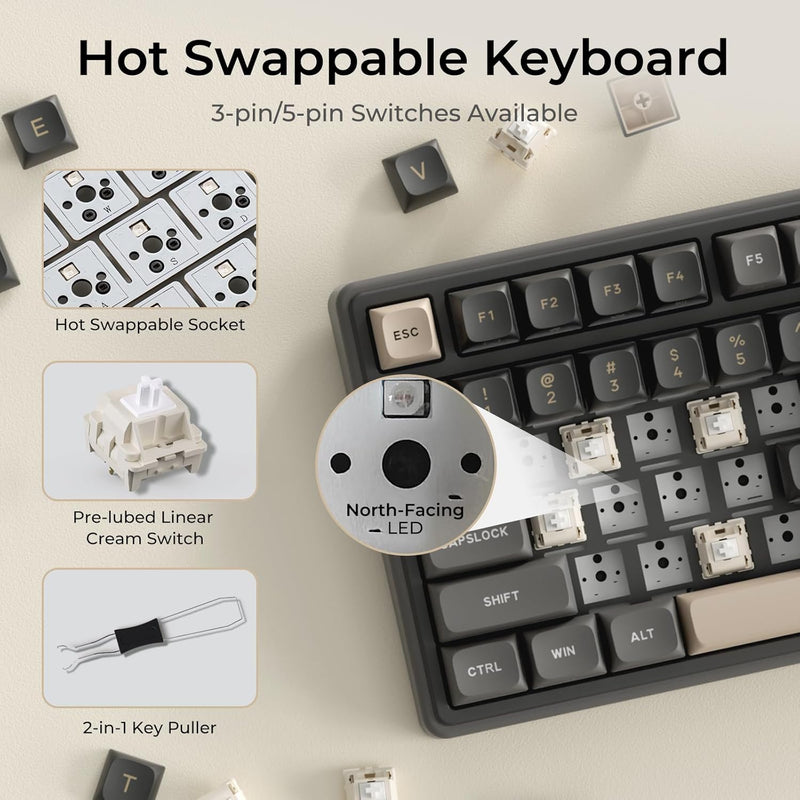 Royal Kludge R98Pro Wired RGB 98 Keys Hot-Swappable Mechanical Keyboard Phantom