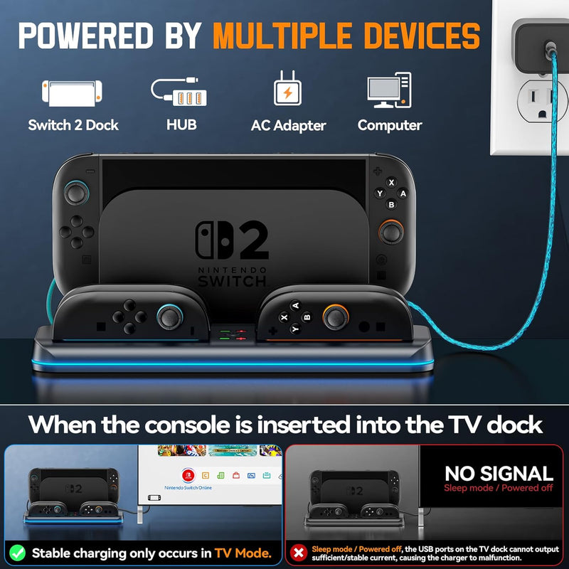 Nintendo Switch 2 Controller Charging Dock with Switch 2 TV Dock Storage (Black) (VG-SW205B)