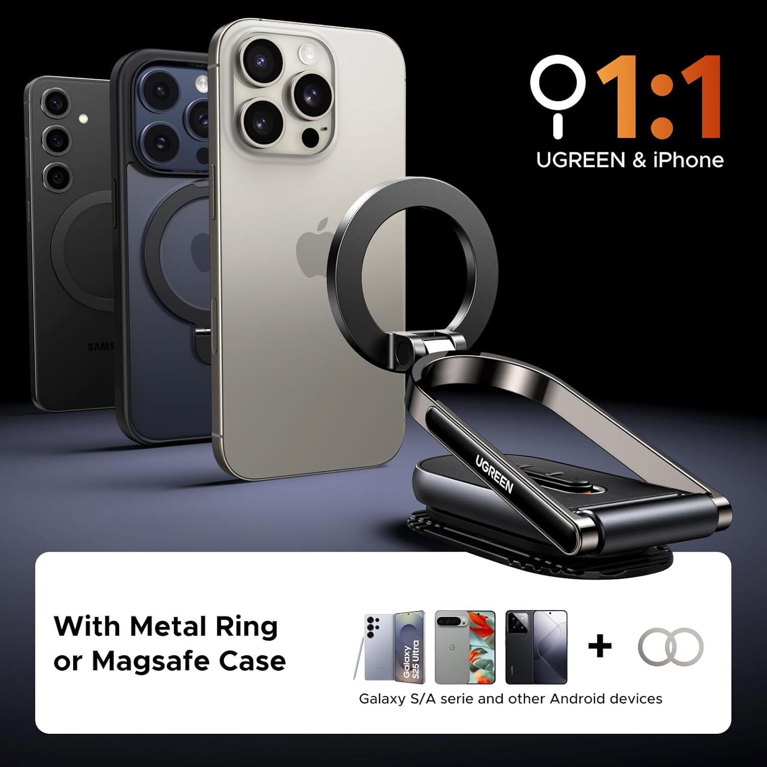 Ugreen Dashboard Magnetic Car Phone Mount (Black) (LP924/65186)