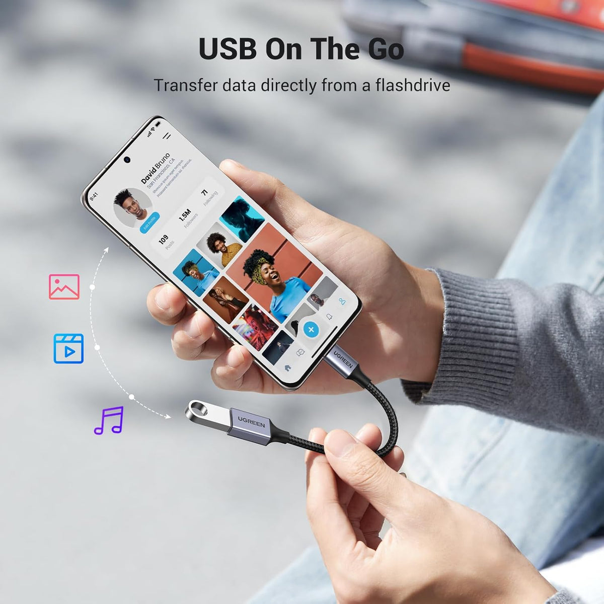 Ugreen USB-C Male to USB 3.0 A Female OTG Cable - 10CM (US378/70889)