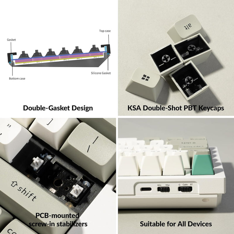 Keychron Q6 Max QMK/VIA Fully Assembled With Knob RGB Backlit Hot-Swappable Full Size Wireless Custom Mechanical Keyboard - Shell White (Gateron Jupiter Switch)