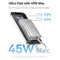 Baseus PicoGo Digital Display Power Bank 10000mAh 45W with Built-in USB-C Cable (Galaxy Natural Titanium, Moon White)
