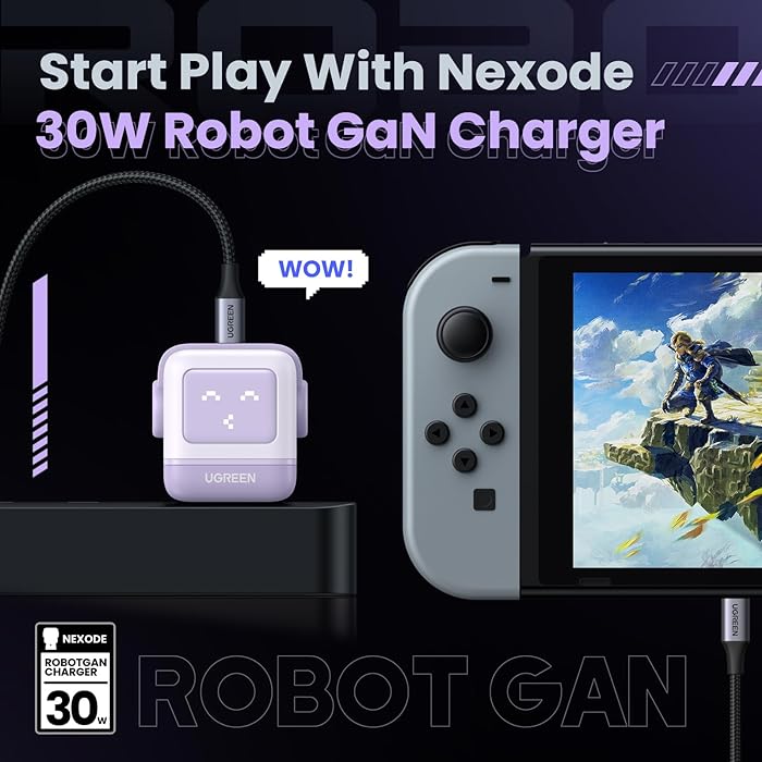 Ugreen Mini Robot Nexode 30W USB-C PD Gan Fast Charger (Purple) (CD359/25036)