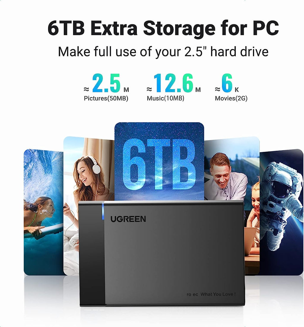 Usb Hdd Rack UGreen USB 3.0 HDD Enclosure With USB 3.0 Cable (Black) (US221/30848)