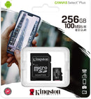 Kingston Canvas Select Plus 256GB 100MB/S Micro SD Memory Card With Android A1 Performance Class (SDCS2/256GB)