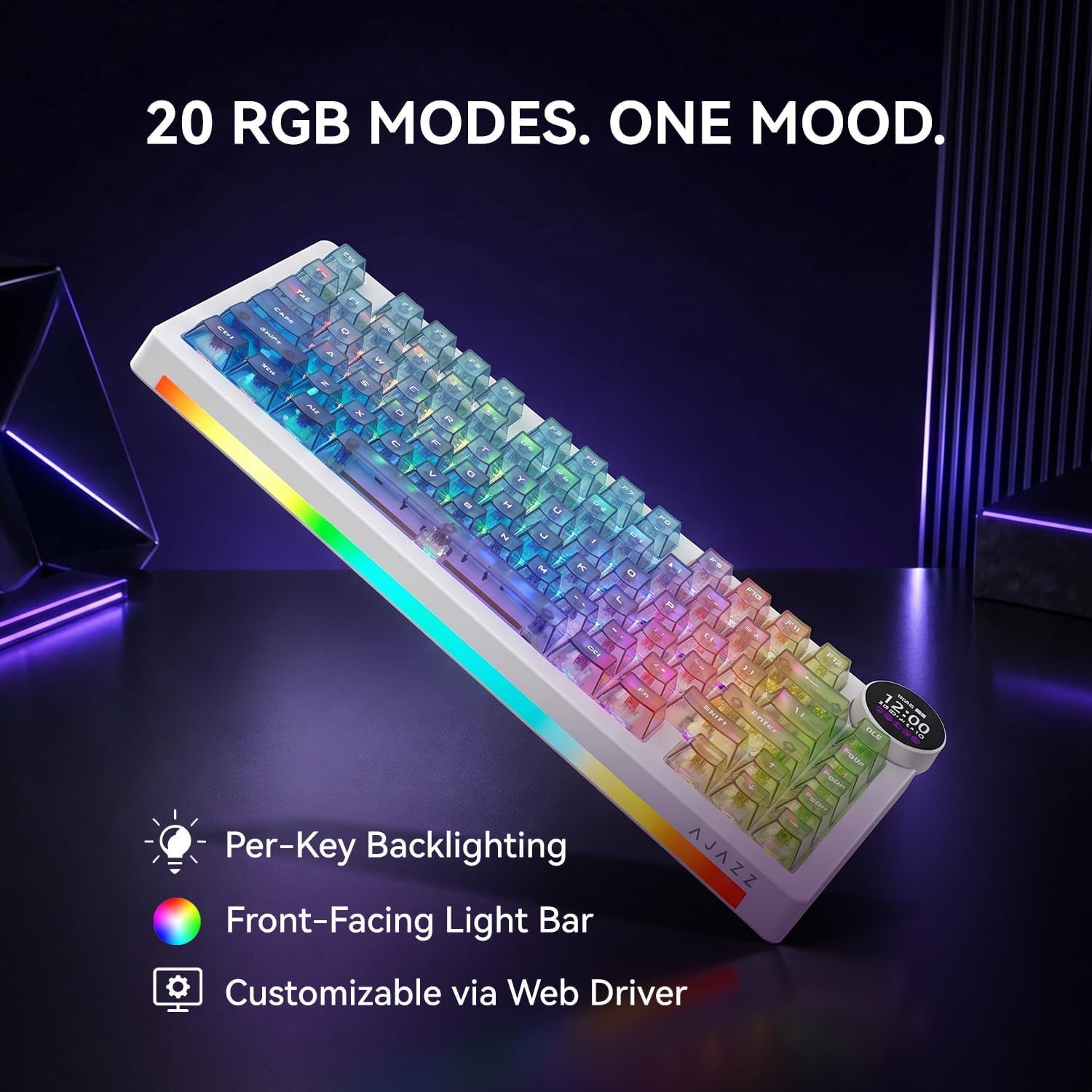 Ajazz AK820 V2 Pro RGB Tri-Mode Mechanical Keyboard (TransparentColor)