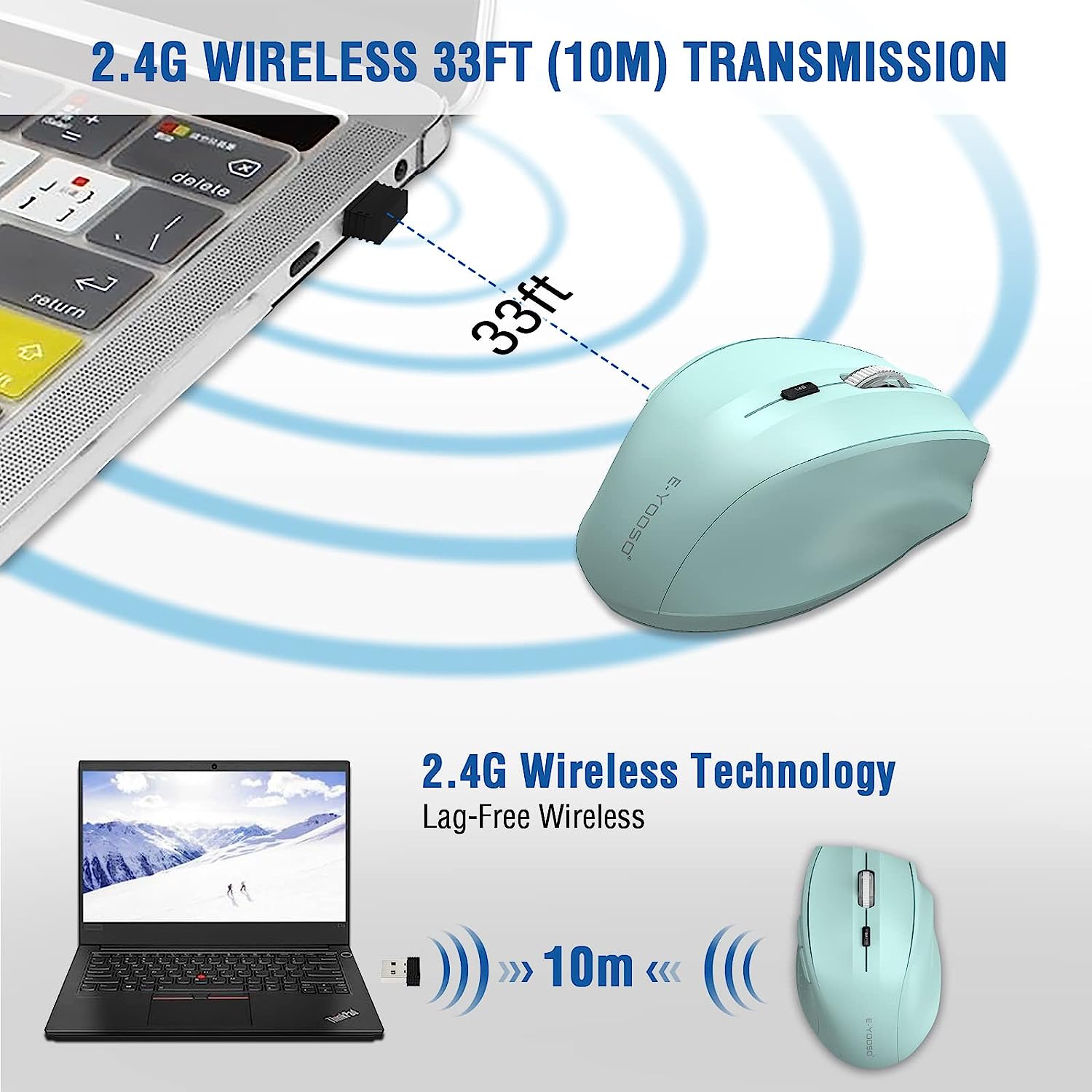 E-Yooso E-1010 Wireless Mouse (Sky Blue)