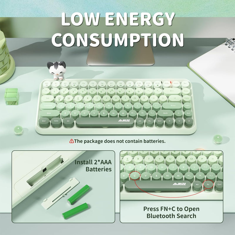 Ajazz 308I 84-Keys Bluetooth Wireless Membrane Keyboard (Milk Green)