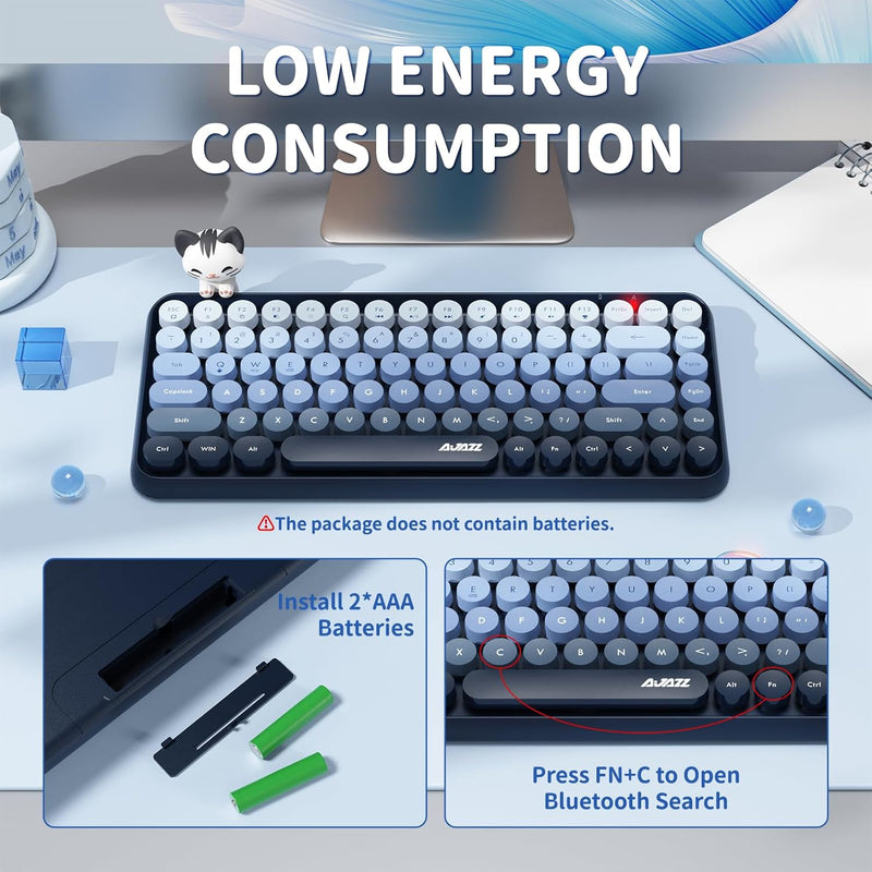 Ajazz 308I 84-Keys Bluetooth Wireless Membrane Keyboard (Mist Blue)