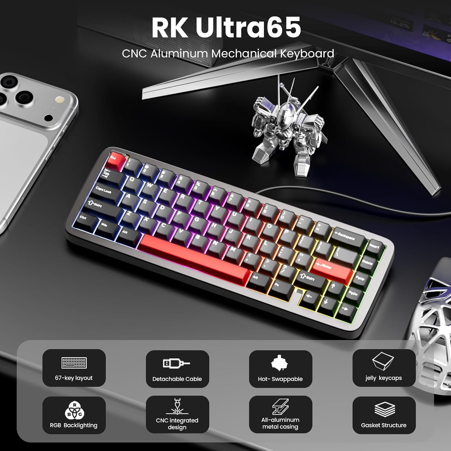 Royal Kludge RK Ultra65 Single-Mode Hot-Swappable Mechanical Keyboard