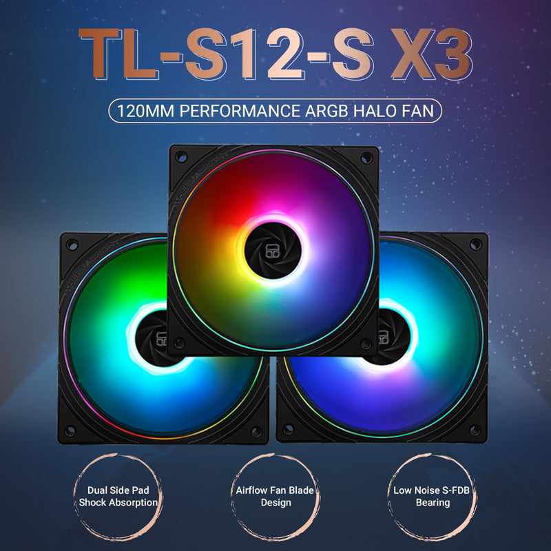Thermalright TL-S12-S Silent 120mm PWM Hybrid ARGB Effect Case Fan