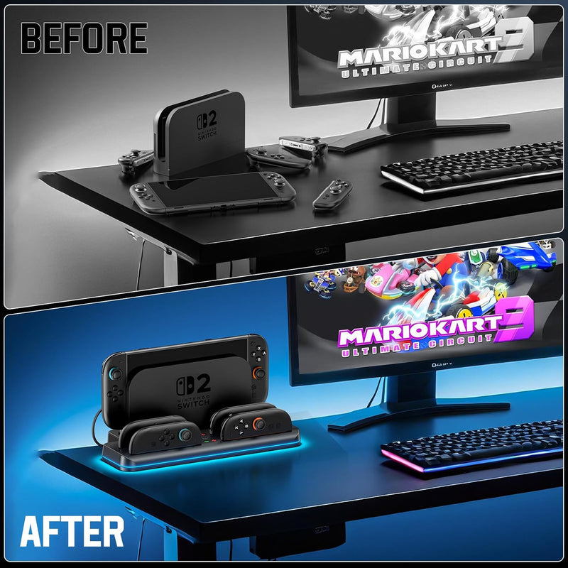 Nintendo Switch 2 Controller Charging Dock with Switch 2 TV Dock Storage (Black) (VG-SW205B)