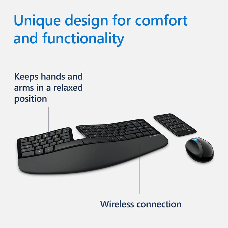 Microsoft Wireless Sculpt Ergonomic Desktop Keyboard Mouse Combo (L5V-00027)