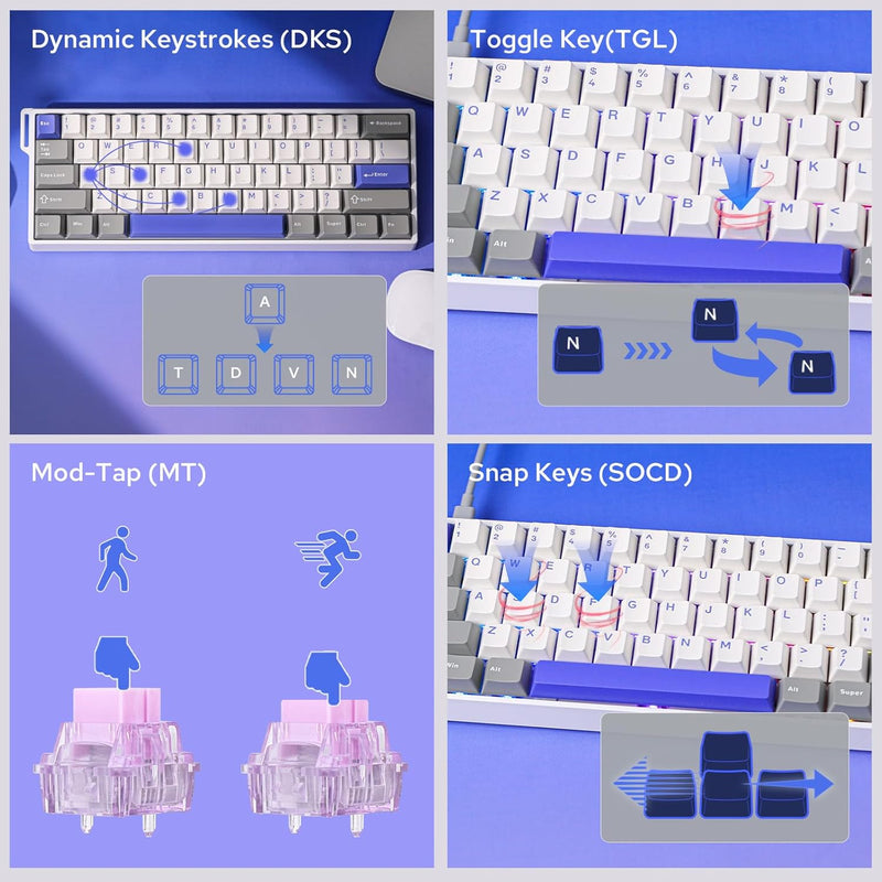 Aula WIN60 HE Max 61-Key RGB 60% Wired Magnetic Switch Gaming Keyboard