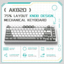 Ajazz AK820 White Backlit Wired 75% Hot-Swappable Mechanical Keyboard (Grey/White) (Red Switch)
