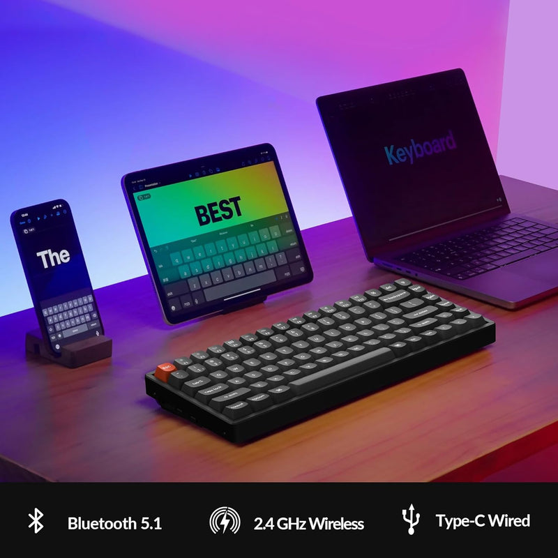 Keychron K2 Max QMK Fully Assembled Hot-Swappable RGB Backlight Aluminum Frame 75% Wireless Mechanical Keyboard - Black
