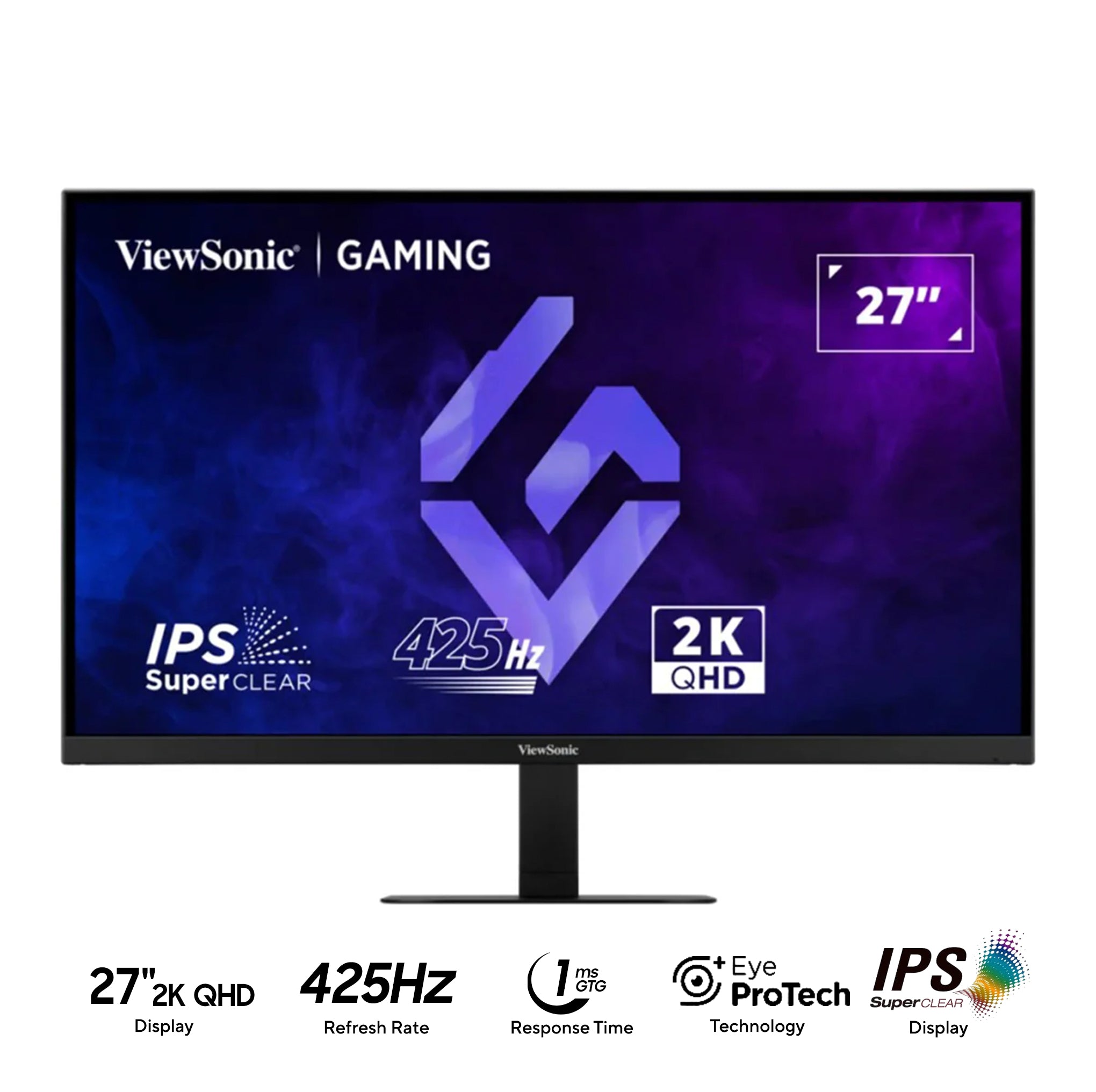 ViewSonic VX2757-2K-PRO-4 27" 2K QHD (2560x1440) 425Hz 1ms GTG SuperClear IPS Gaming Monitor with Tilt Adjustment