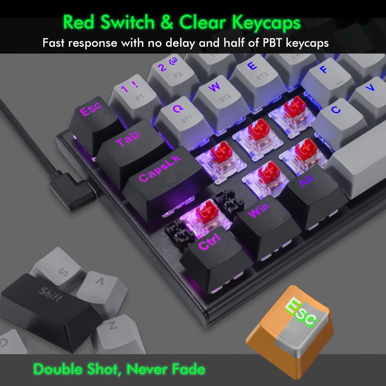 E-Yooso Z-11 Tri-Mode RGB 63 Keys Hot Swappable Mechanical Keyboard Grey/Black