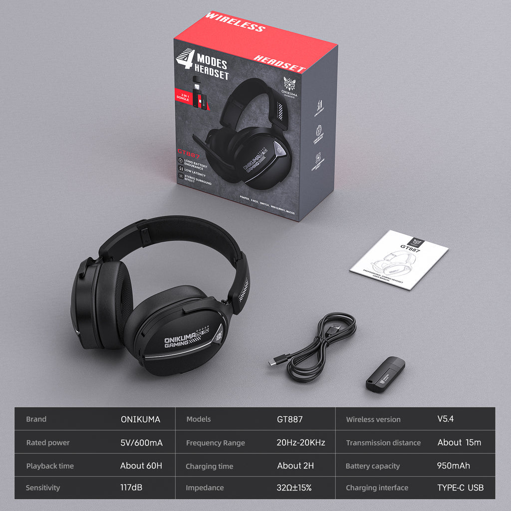 Onikuma GT887 4-Mode Gaming Headset with Microphone