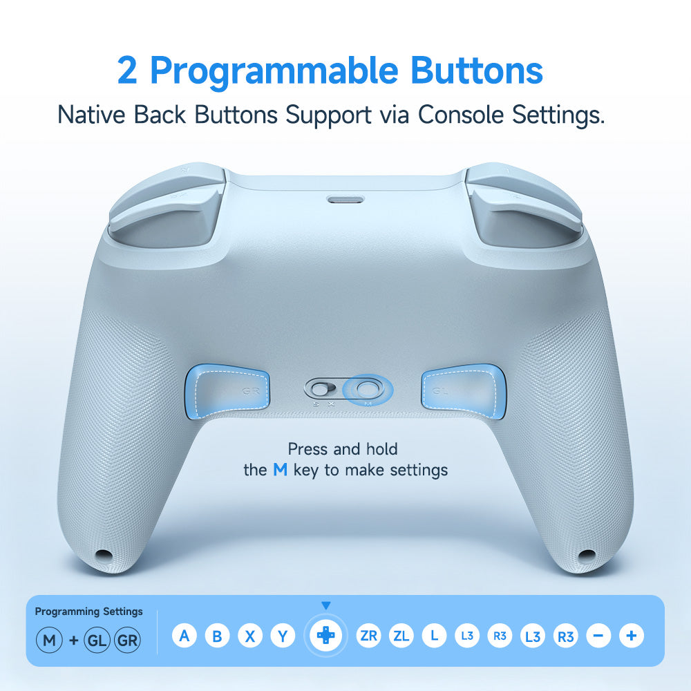 EasySMX S10 Lite Gaming Controller with Hall Effect Microswitch 9-Axis Precision for Nintendo Switch 2/PC/SteamDeck/iOS/Android (Black, Blue, Pink)