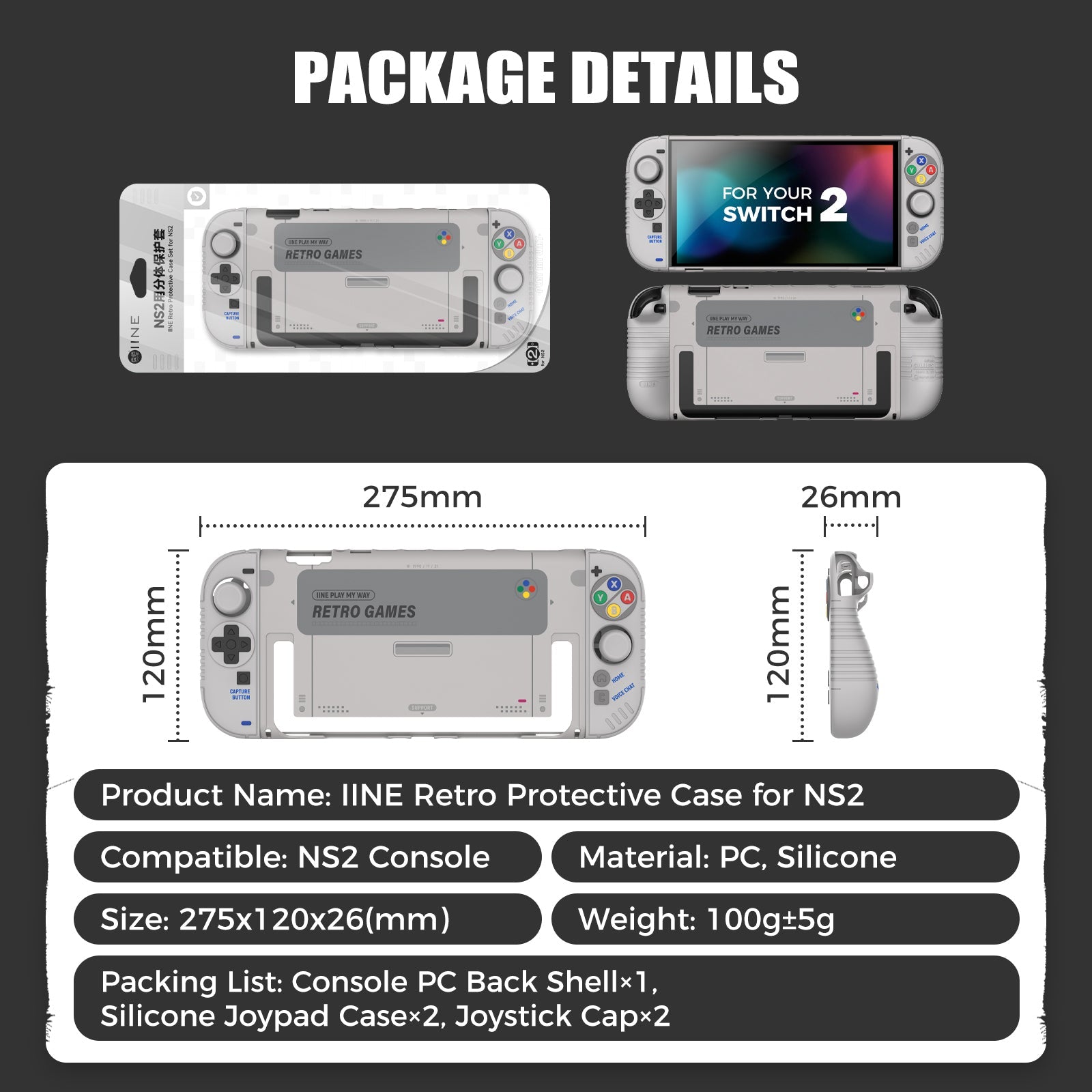 IINE Retro Protective Case Set for Nintendo Switch 2 (L1289)