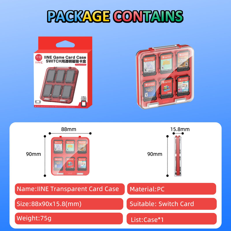 IINE Game Card Case for Nintendo Switch (Transparent Red) (L1016)