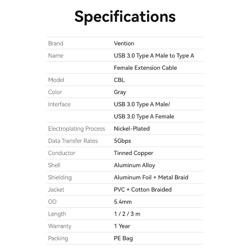 Vention USB 3.0 Extension Cable - 2M (CBLHH)