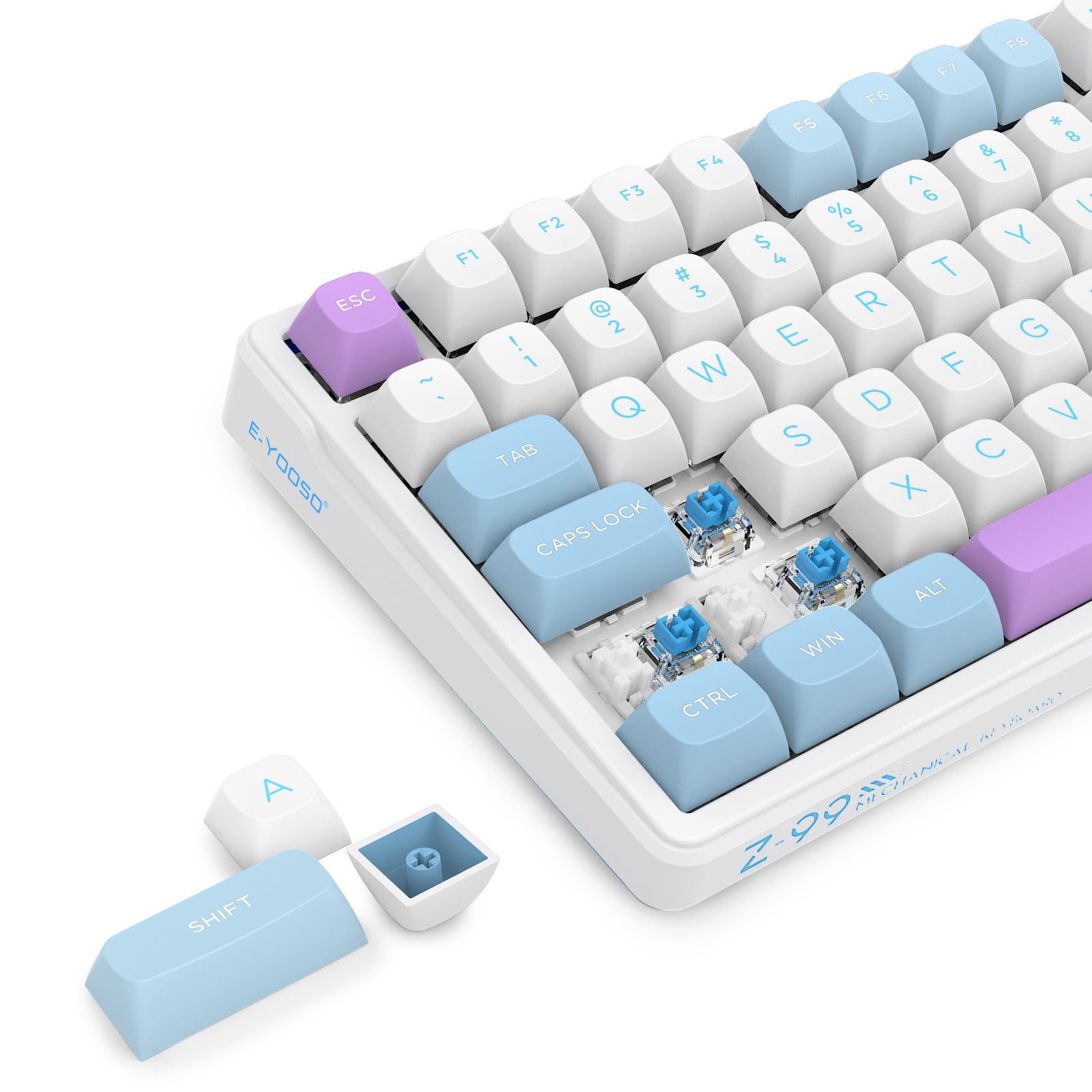 E-Yooso Z-99 RGB 99-Keys Wired Mechanical Keyboard Blue/White/Purple (Blue Switch)