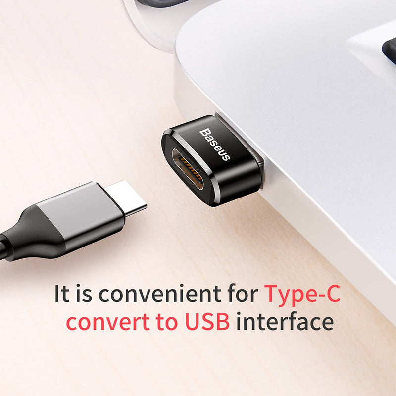 Baseus Mini Type-C Female to USB Male Adapter Converter (Black) (CAAOTG-01)