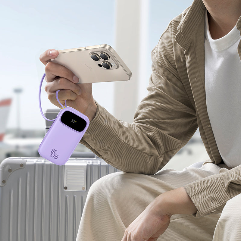 Baseus QPow 3 Digital Display Fast-Charging Power Bank with 2 Built-in USB-C Cable 10000mAh 45W