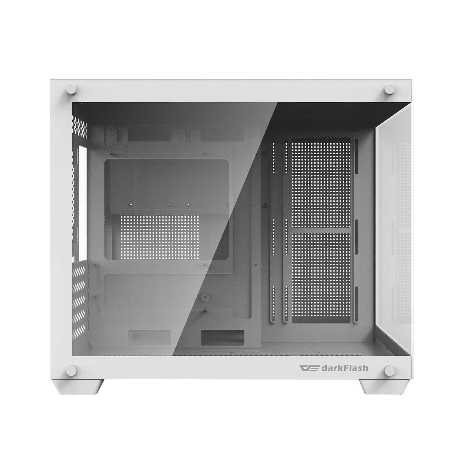 DarkFlash C285MP Exquisite M-ATX PC Case Tempered Glass Panoramic Side Transparent (White)