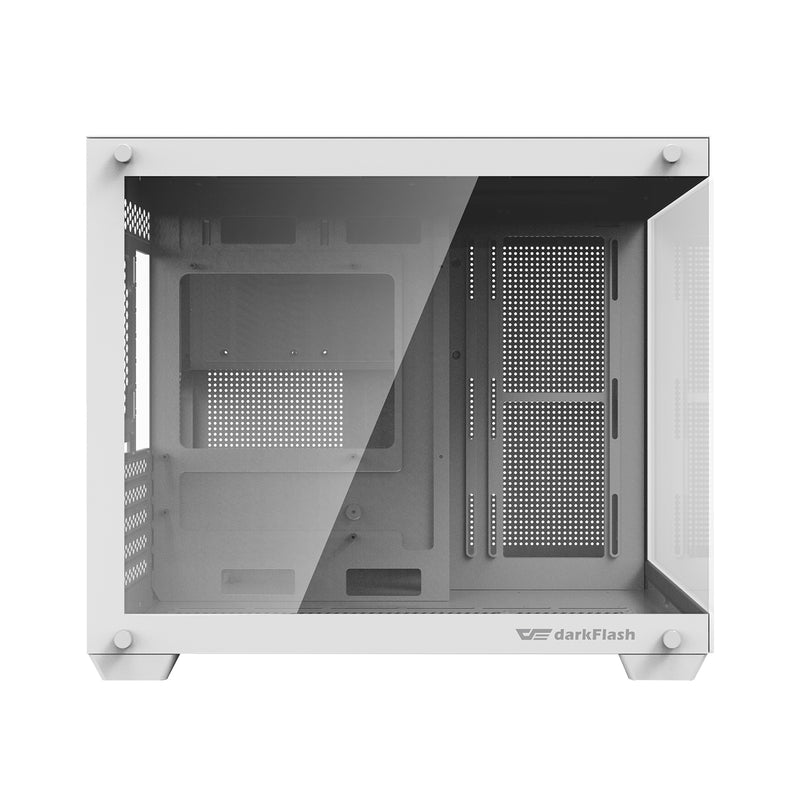 DarkFlash C285MP Exquisite M-ATX PC Case Tempered Glass Panoramic Side Transparent (White)
