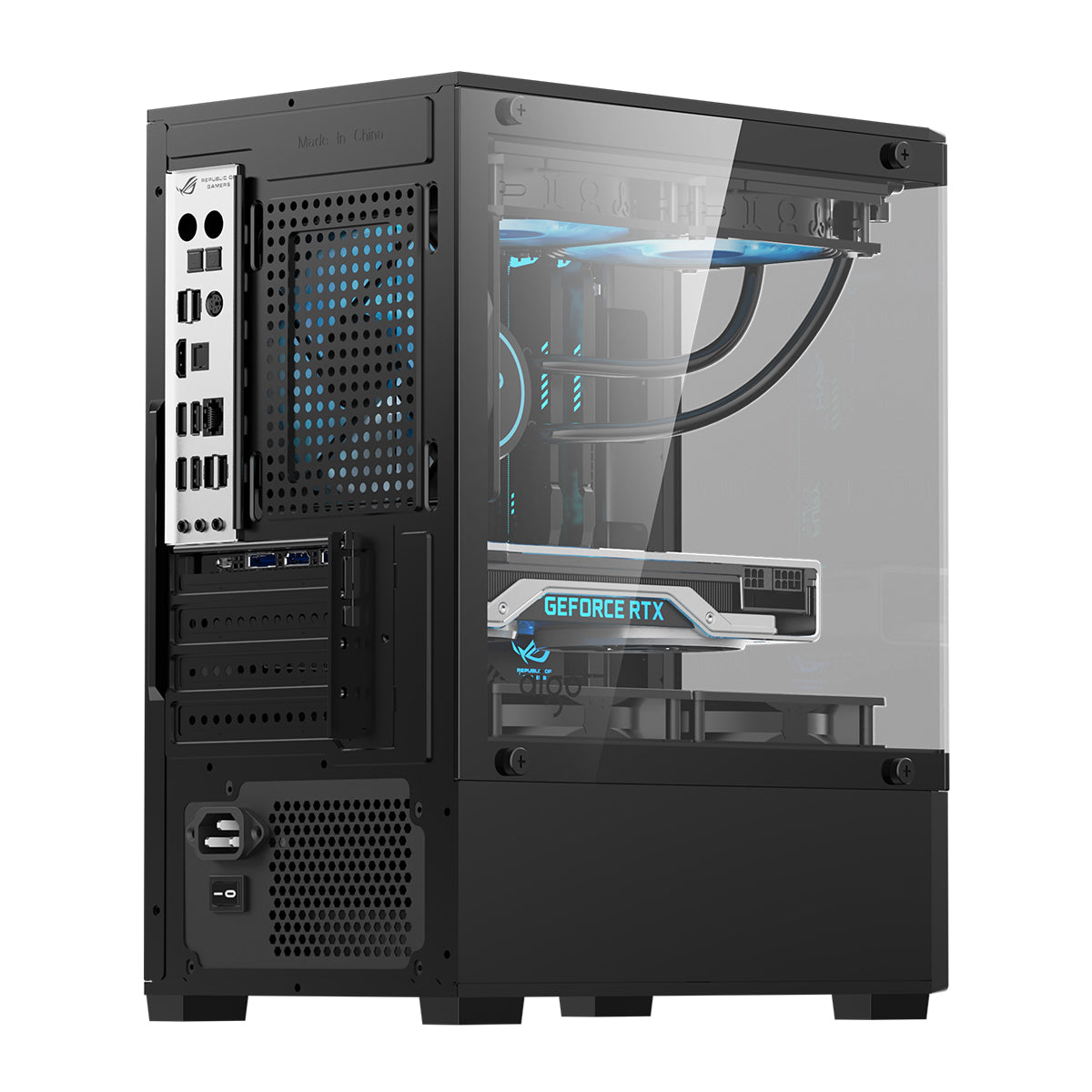 Aigo C196M Standard M-ATX Chassis Tempered Glass Side Panel with 3xCL12 Fans PC Case
