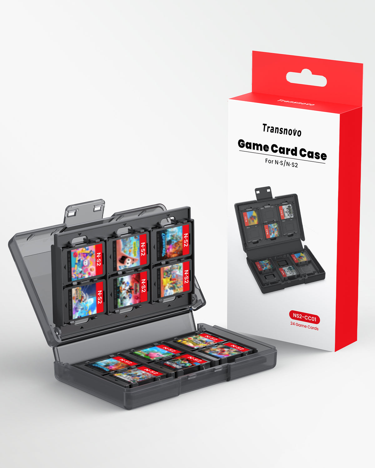 Transnovo 24-in-1 Game Card Storage Case for Nintendo Switch 2 (Transparent Black) (NS2-CC01)
