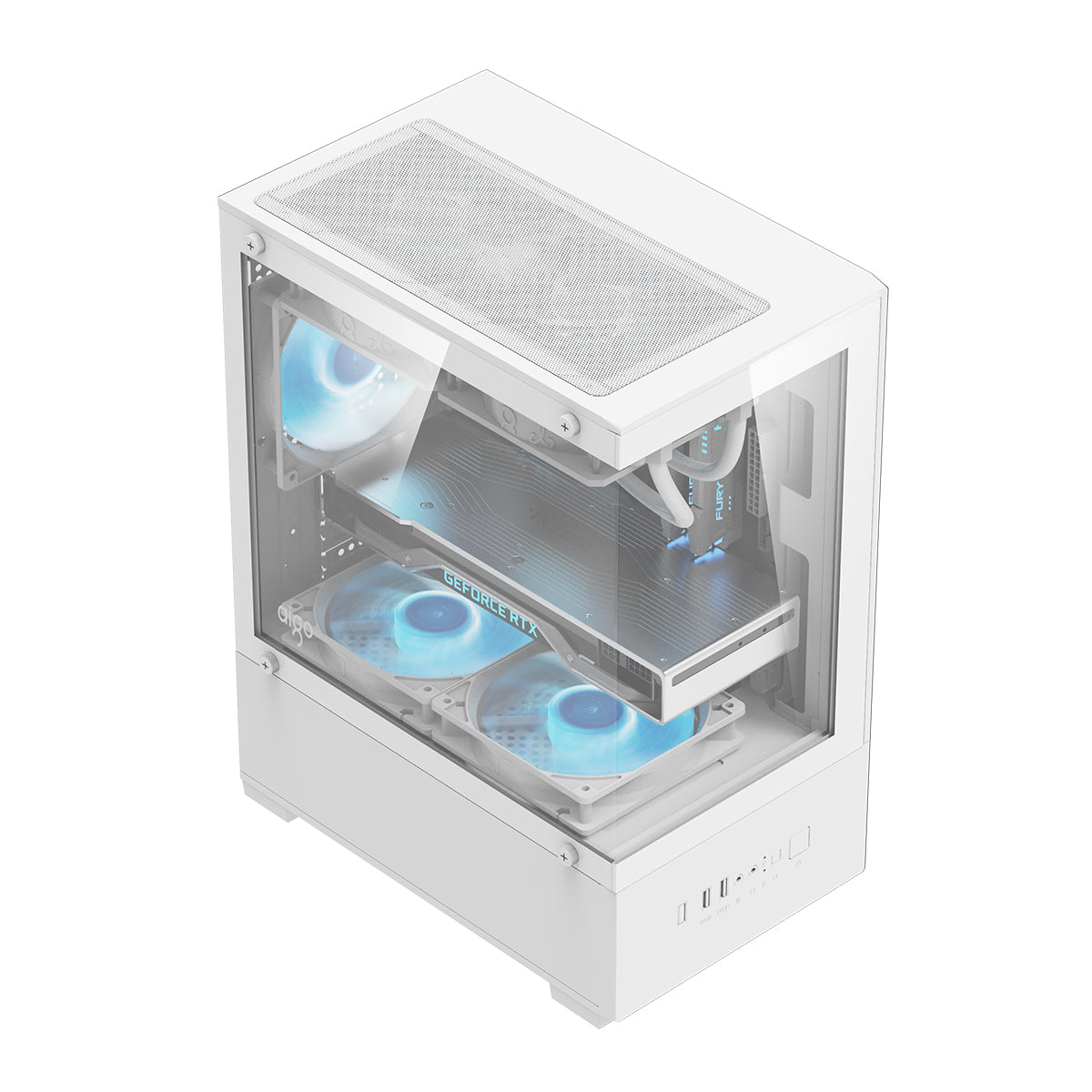 Aigo C196M Standard M-ATX Chassis Tempered Glass Side Panel with 3xCL12 Fans PC Case