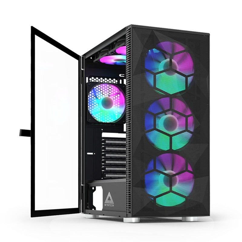 Montech X3 Mesh Mid Tower PC Case (Black, White)