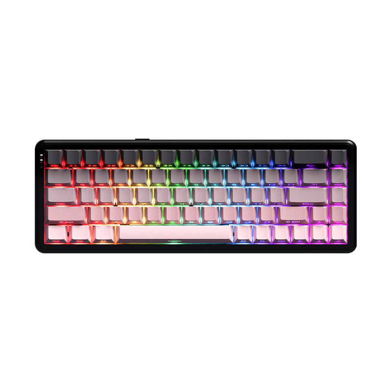 Ajazz AK680 Max RGB Tri-Mode 68-Keys Aluminum Positioning Plate Gasket-Mounted South Facing (8K Wireless + 8K Wired) Polling Rate Hot Swappable Mechanical Keyboard (Gradient Pink) (Magnetic Grain Switch)